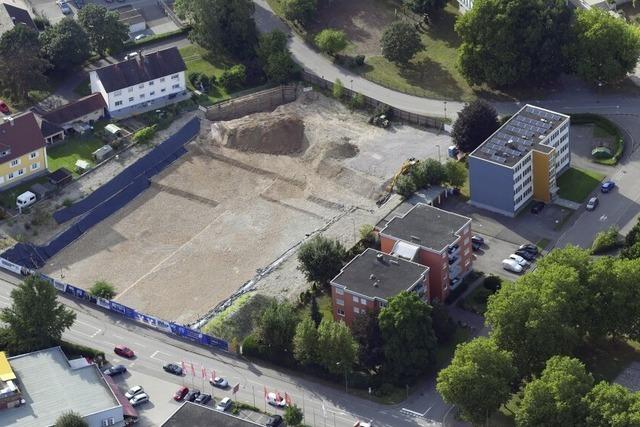 Volksbank-Baustelle aus der Vogelperspektive