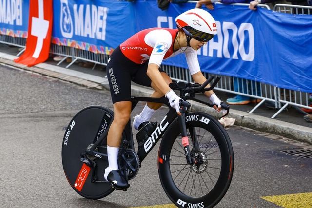 Muriel Furrer beim Zeitfahren der Rad-WM in Zrich<Bildquelle></Bildquelle>  | Foto: Roth (dpa)