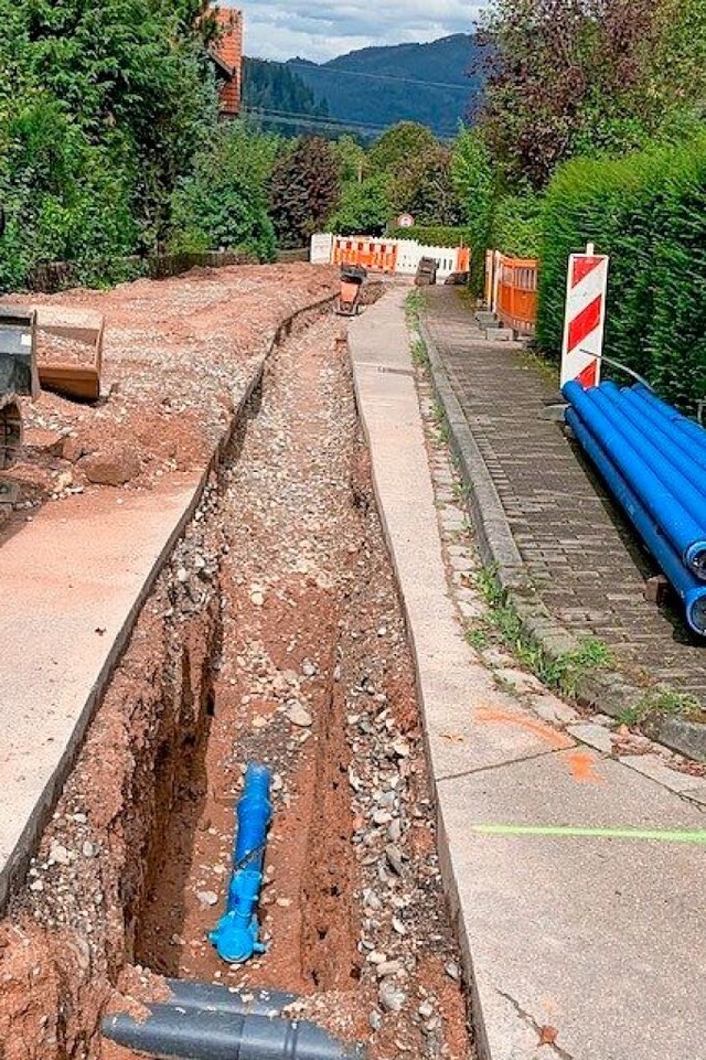 Die Sanierung der Wasserleitung in der Katzenlohstrae in Wiechs  | Foto: Stadt Schopfheim