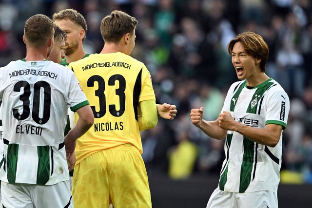 Borussia M&ouml;nchengladbach feierte einen Last-Minute-Sieg.  | Foto: Federico Gambarini/dpa