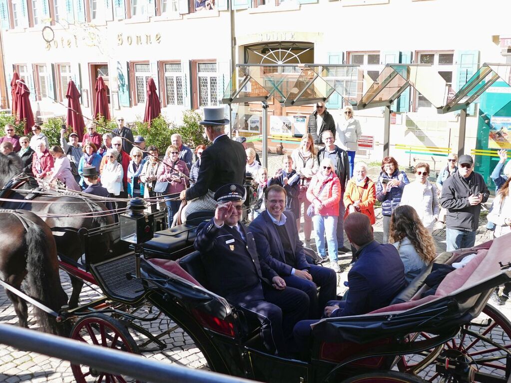 Eingebettet ins 65. Ortenauer Weinfest in der Offenburger Innenstadt war zur Feier von 100 Jahre Oberrheinmesse Offenburg ein Festumzug am Sonntagvormittag. Das Weinfest dauert noch bis Montagabend, 30. September.