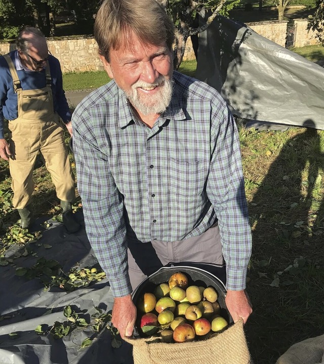 Zufrieden mit der Ernte: Thomas Sommer...ln von Streuobstwiesen in Obereggenen.  | Foto: Jutta Schtz