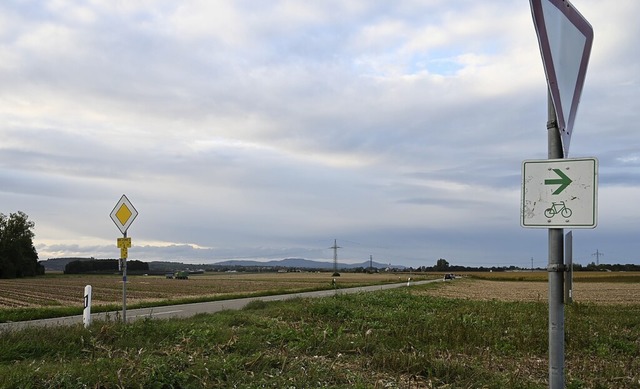 Noch biegt der Radweg aus Offnadingen ... wird er geradeaus nach Mengen fhren.  | Foto: Reinhold John