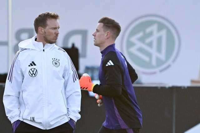 Trotz Verletzung: Julian Nagelsmann (l...er Stegen als DFB-Torwart Nummer eins.  | Foto: Arne Dedert/dpa