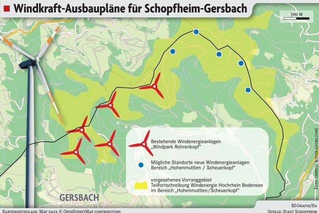 In Schopfheim-Gersbach knnten bis zu fnf weitere Windrder gebaut werden