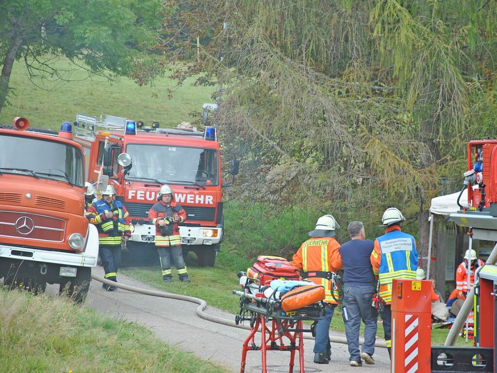 Das realistische bungsszenario verlangte den Rettungskrften von Feuerwehr und Rotem Kreuz einiges ab.