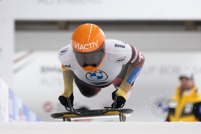 Tina Hermann war Erfolgsgarantin des deutschen Skeleton-Teams.  | Foto: Sebastian Kahnert/dpa