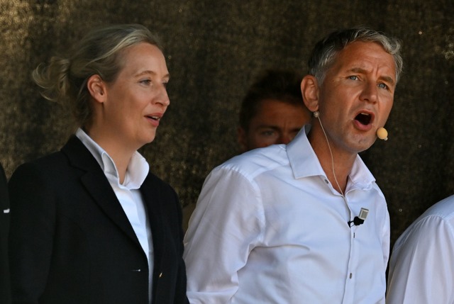 Fr&uuml;her ging Alice Weidel auf Dist...meinsam im Wahlkampf auf. (Archivbild)  | Foto: Martin Schutt/dpa