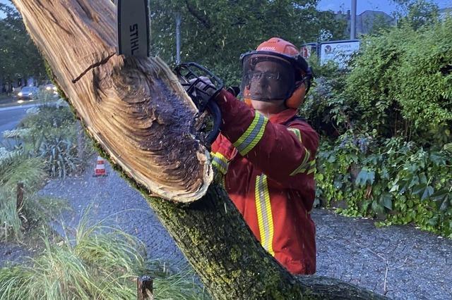 Feuerwehr bt die Beseitigung von Sturmschden