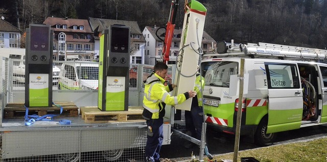 Ladesulen fr E-Autos, wie sie bereit...auch in Hchenschwand montiert werden.  | Foto: Sebastian Barthmes