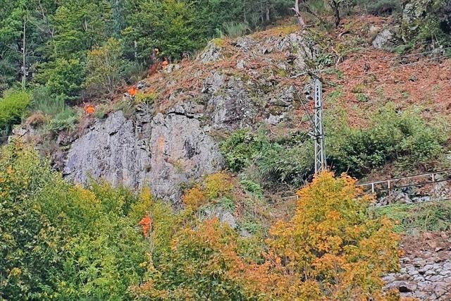 Der Problemfels ber der Hllentalbahn wiegt rund 250 Tonnen – und wird jetzt gesichert