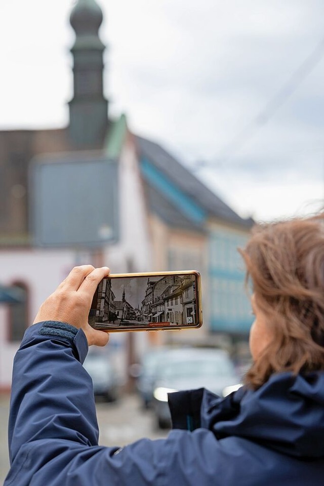 Die Zeigmal-App bietet auch Blicke in ... die heute existierenden Huser legen.  | Foto: Patrik Mller