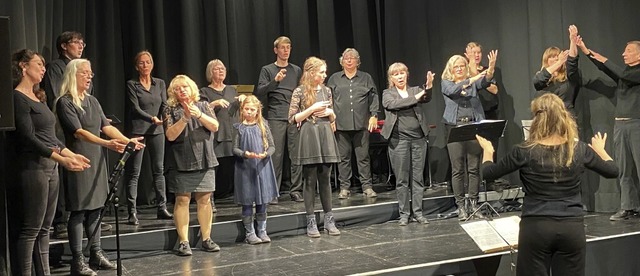 Der Chor Singende Hnde bei seinem Auftritt im Werkraum Schpflin  | Foto: Eckhard Lenzing