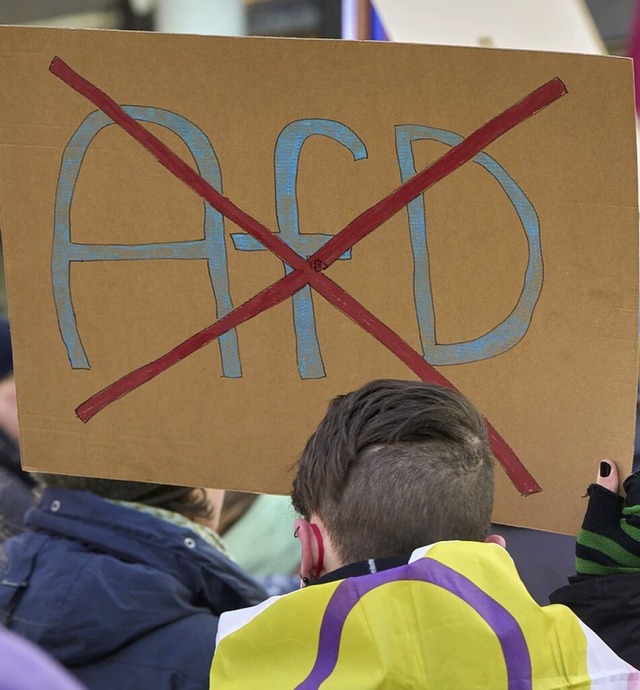 Ein Anti-AfD-Schild bei einer Demonstration gegen Rechts  | Foto: Thomas Frey (dpa)