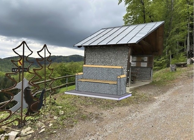 So soll die Gabionenbank aussehen, die...auf dem Lindenbckle errichten mchte.  | Foto: Silke Hartenstein