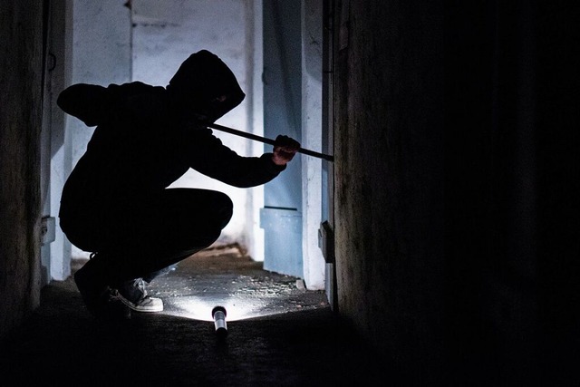 Der oder die Einbrecher haben die Wohnungstr aufgehebelt (Symbolfoto).  | Foto: Silas Stein (dpa)