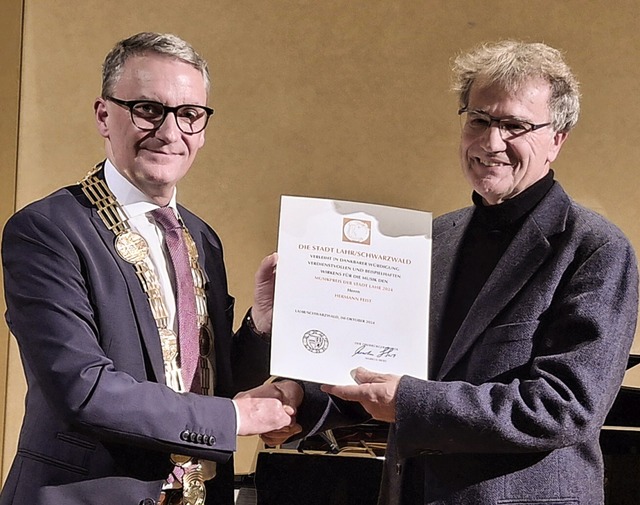 Oberbrgermeister  Markus Ibert berre... Feist den Musikpreis der Stadt Lahr.   | Foto: Wolfgang Beck