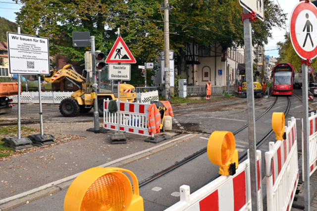 Tram-Linie 1 in Freiburg wird unterbrochen wegen Gleisarbeiten an der Schwabentorbrcke