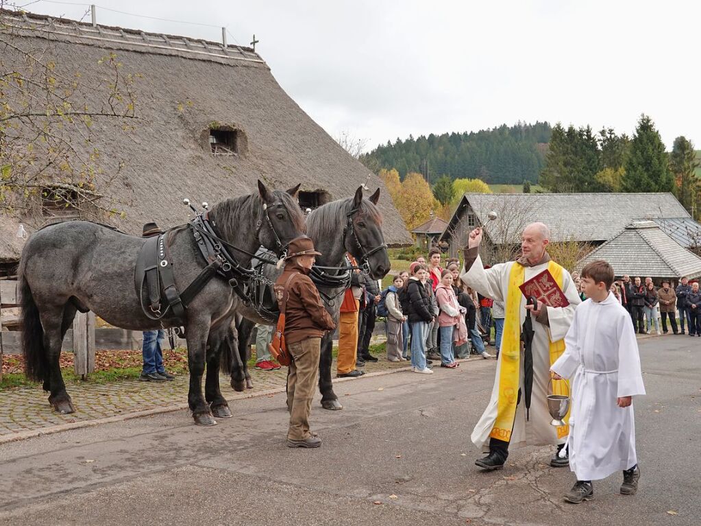 Etwa ein Dutzend Pferde und ber 40 Traktoren fanden den Weg hinauf zur 300 Jahre alten Kapelle des Heiligen Wendelin.