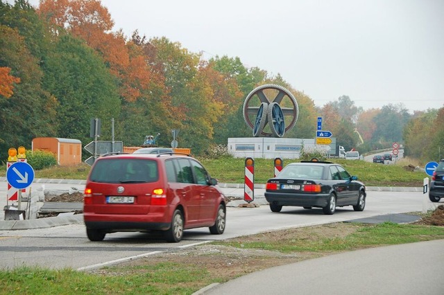 Mit Beeintrchtigungen des Verkehrs mu...Ortseingang Teningen gerechnet werden.  | Foto: Sylvia-Karina Jahn