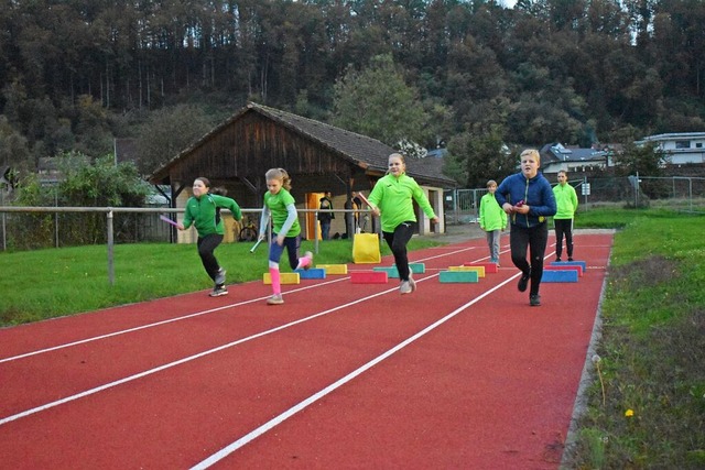 Auf dem Sportplatz in Schwrstadt wurd...ufbahn  bereits in Beschlag genommen.   | Foto: Alexandra Gnzschel