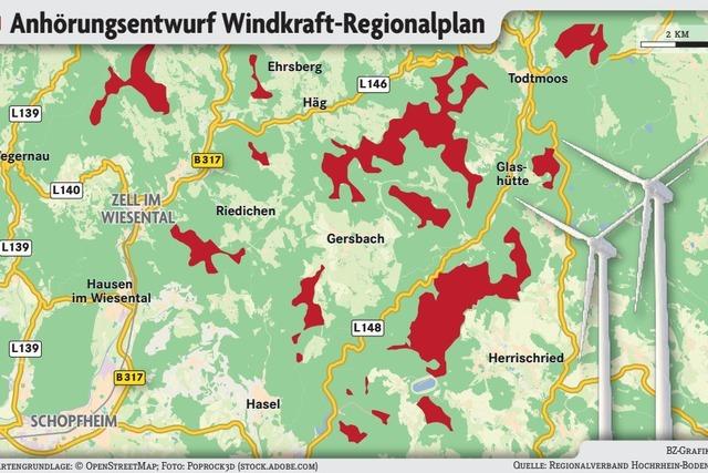 "Sehen eine Umzingelung Gersbachs": Schopfheim lehnt einige Vorrangflchen im Regionalplan ab