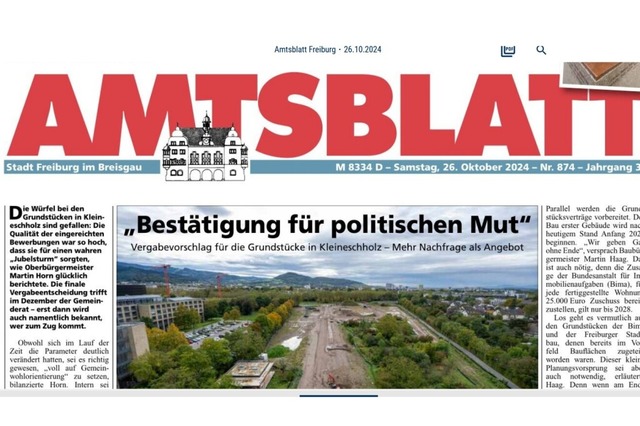 Das Freiburger Amtsblatt (Das Foto zei...nlen der Badischen Zeitung verfgbar.  | Foto: Stadt Freiburg (Screenshot)