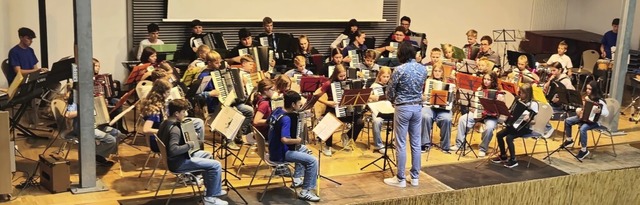 Das gemeinsame Jugendorchester in Akti...im Konzert im Brgerhaus Tutschfelden.  | Foto: Stefan Schweizer