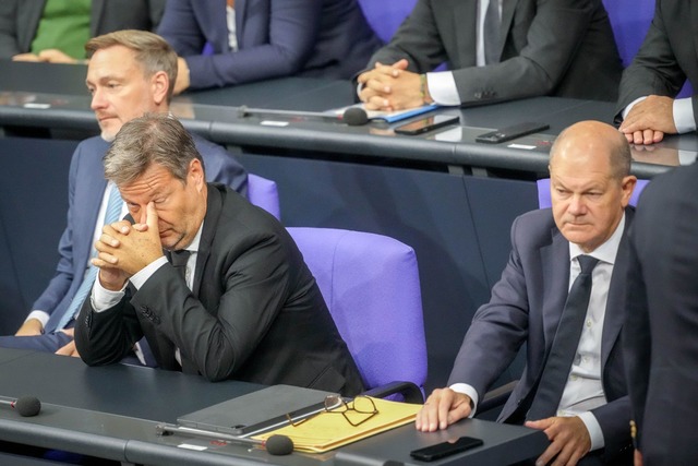 Lindner, Habeck, Scholz: In der Ampel ...n der Wirtschaftspolitik. (Archivfoto)  | Foto: Kay Nietfeld/dpa