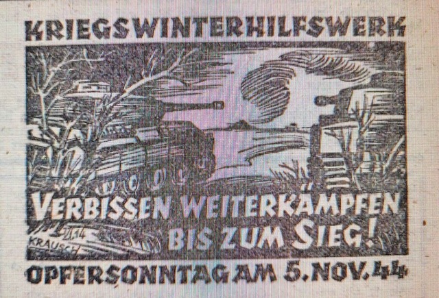 Eine Anzeige des Winterhilfswerks im A...sen weiterkmpfen bis zum Sieg!&#8220;  | Foto: Irene Krau