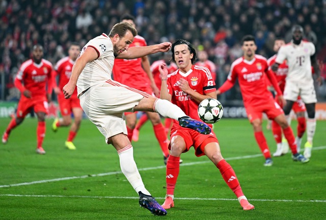 Bayern-Torj&auml;ger Harry Kane beim Schuss.  | Foto: Sven Hoppe/dpa