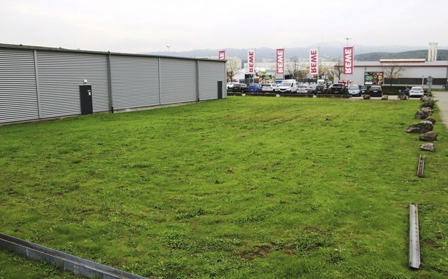 Auf dieser Flche neben dem Rewe-Markt... soll der Drogeriemarkt gebaut werden.  | Foto: Horst David