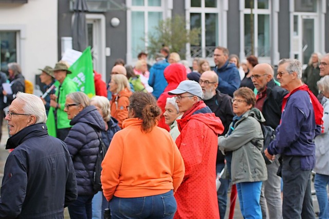 Gegendemonstranten bei der AfD-Wahlkam.... Mai  in Breisach an der Spitalkirche  | Foto: Hans-Jochen Voigt