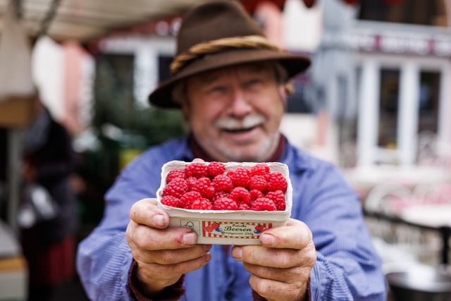 In S&uuml;dbaden werden noch Mitte Nov...Himbeeren unter freiem Himmel geerntet  | Foto: Philipp von Ditfurth/dpa