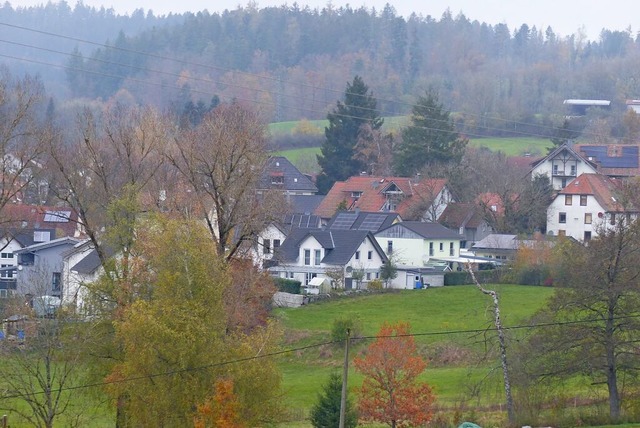 Der Blick auf das bereits bebaute Baug...im Vordergrund der neu geplante Teil.   | Foto:  Baier, Markus