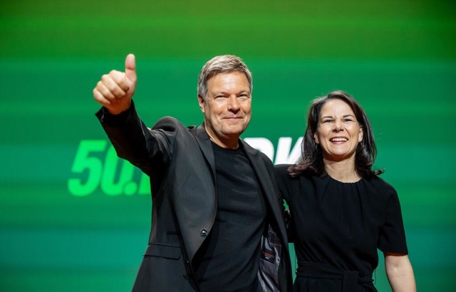 Jetzt ist es offiziell: Habeck fhrt die Grnen im Wahlkampf.  | Foto: Michael Kappeler (dpa)