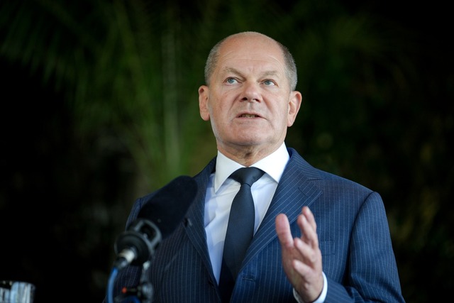 Scholz zeigt sich in Sachen K-Frage unbeirrt.  | Foto: Kay Nietfeld/dpa