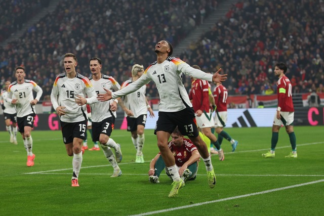 Felix Nmecha erzielte sp&auml;t im Spiel sein erstes DFB-Tor.  | Foto: Christian Charisius/dpa