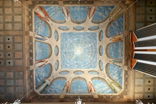 An der Decke der Kirche in Freiburg-Zhringen gibt es seit 100 Jahren ein XXL-Kunstwerk mit doppelter Botschaft