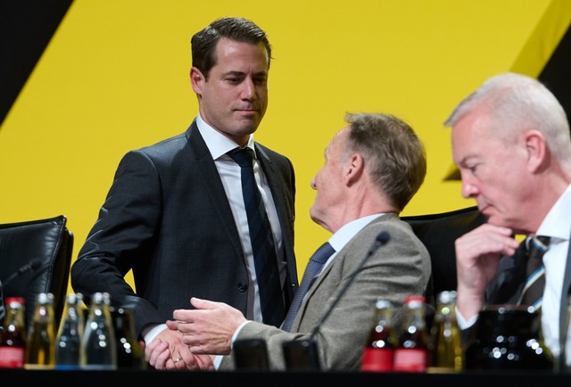 Lars Ricken (links) und Hans-Joachim W...n bei Borussia Dortmund zusammenstehen  | Foto: Bernd Thissen/dpa