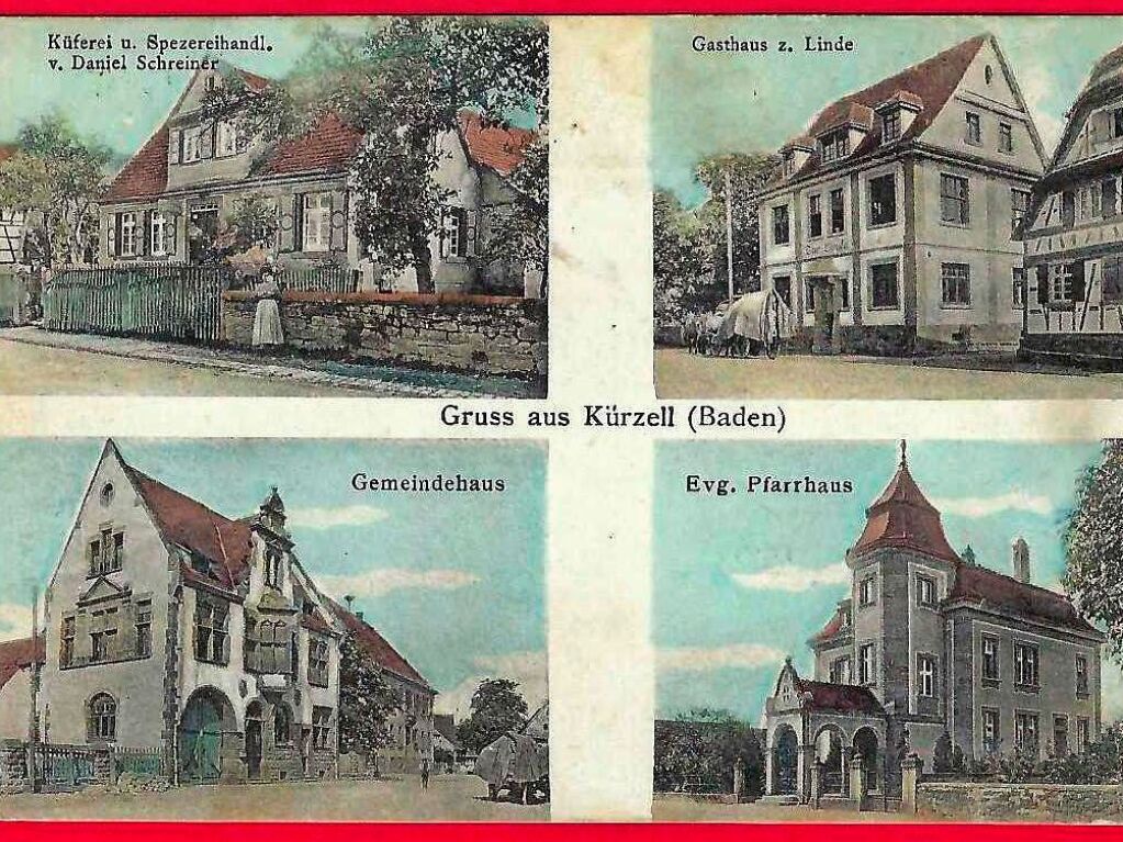 Kferei, Gasthaus zur Linde,  Gemeindehaus und Pfarrhaus (1910)