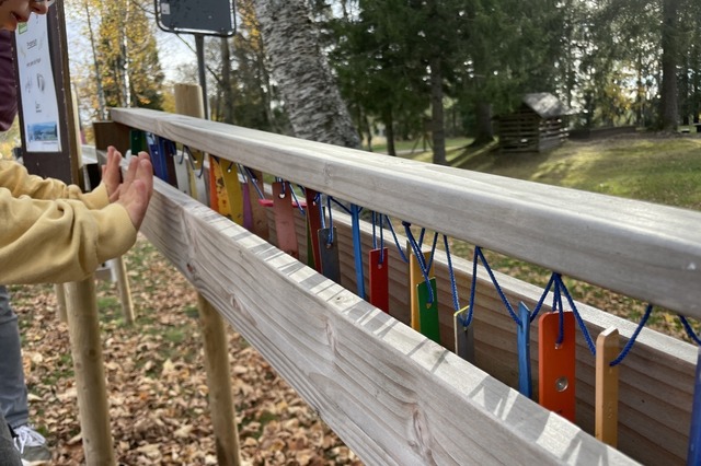 Die Kugelbahn am Waldrand bei Breitnau...berzeugt die Kinder ziemlich schnell.  | Foto: Silke Kohlmann