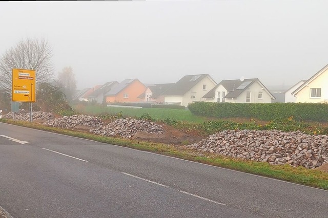 Steinhaufen an der Ortsdurchfahrt Lauf...Ostbahnhofs sorgen fr Gesprchsstoff.  | Foto: Axel Kremp