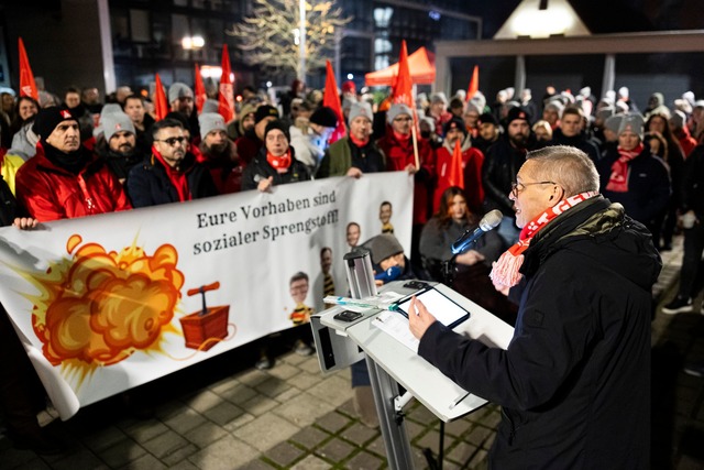 IG-Metall-Verhandlungsf&uuml;hrer Thor...nternehmen nicht &uuml;bersehen kann".  | Foto: Michael Matthey/dpa