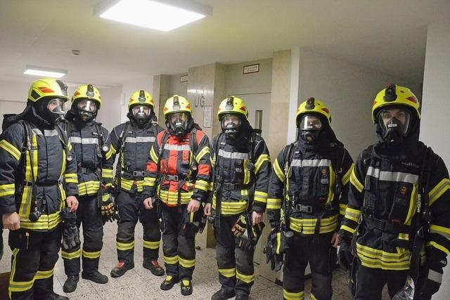 Die Mahlberger Feuerwehr luft Treppen fr den guten Zweck