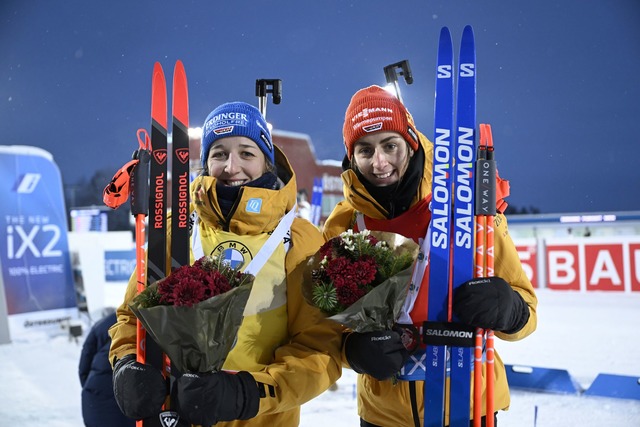 Franziska Preu&szlig; und Vanessa Voig...das erste Einzelrennen in den Top Ten.  | Foto: Pontus Lundahl/TT News Agency/AP/dpa