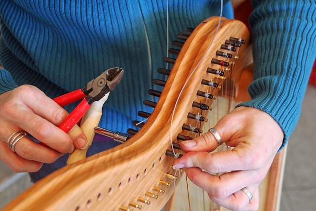 Die Saiten werden an den Stimmwirbeln ...mmt. Dazu braucht es Fingerfertigkeit.  | Foto: Andr Schubert