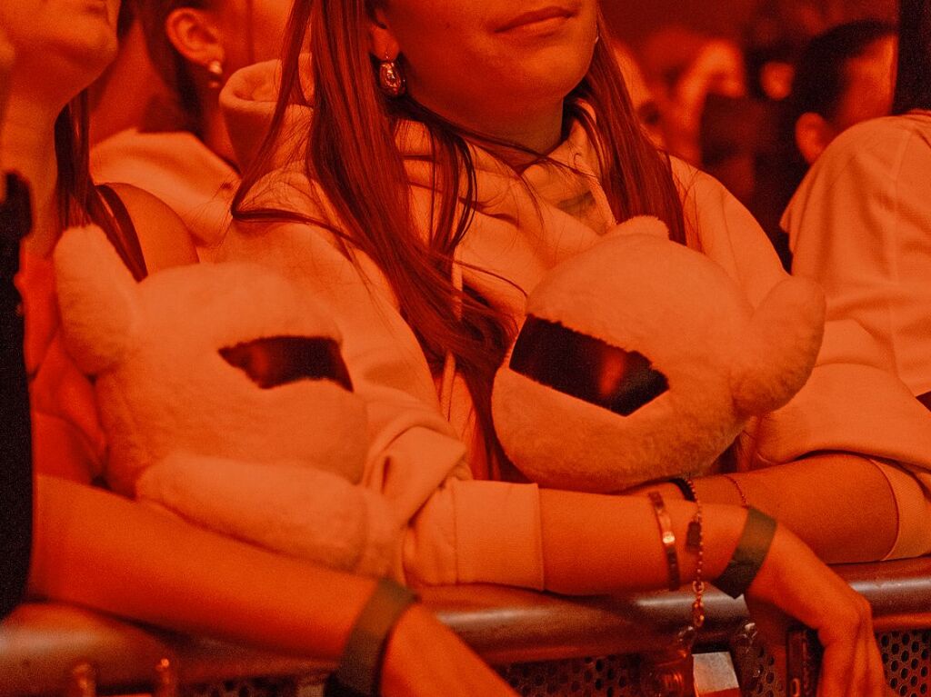 Cro begeistert seine Fans in der ausverkauften Sick-Arena in Freiburg. Immer mit dabei: seine Panda-Maske.