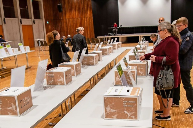 Beim Stadtgulden wurde in der Halle im Brgerpark abgestimmt.  | Foto: Marius Alexander