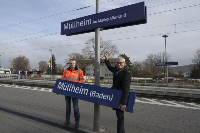 Aus Mllheim (Baden) wird Mllheim im Markgrflerland: Die Bahn bernimmt den offiziellen Stadtnamen